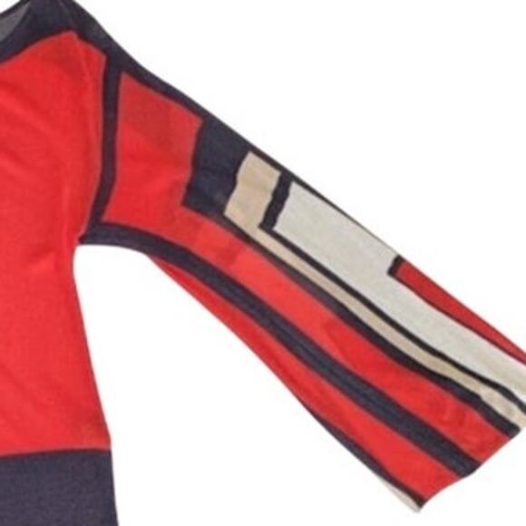 Vertigo Women's S Abstract Color Block Flare Sleeve Sweater Artistic Museum Core - Picture 5 of 5